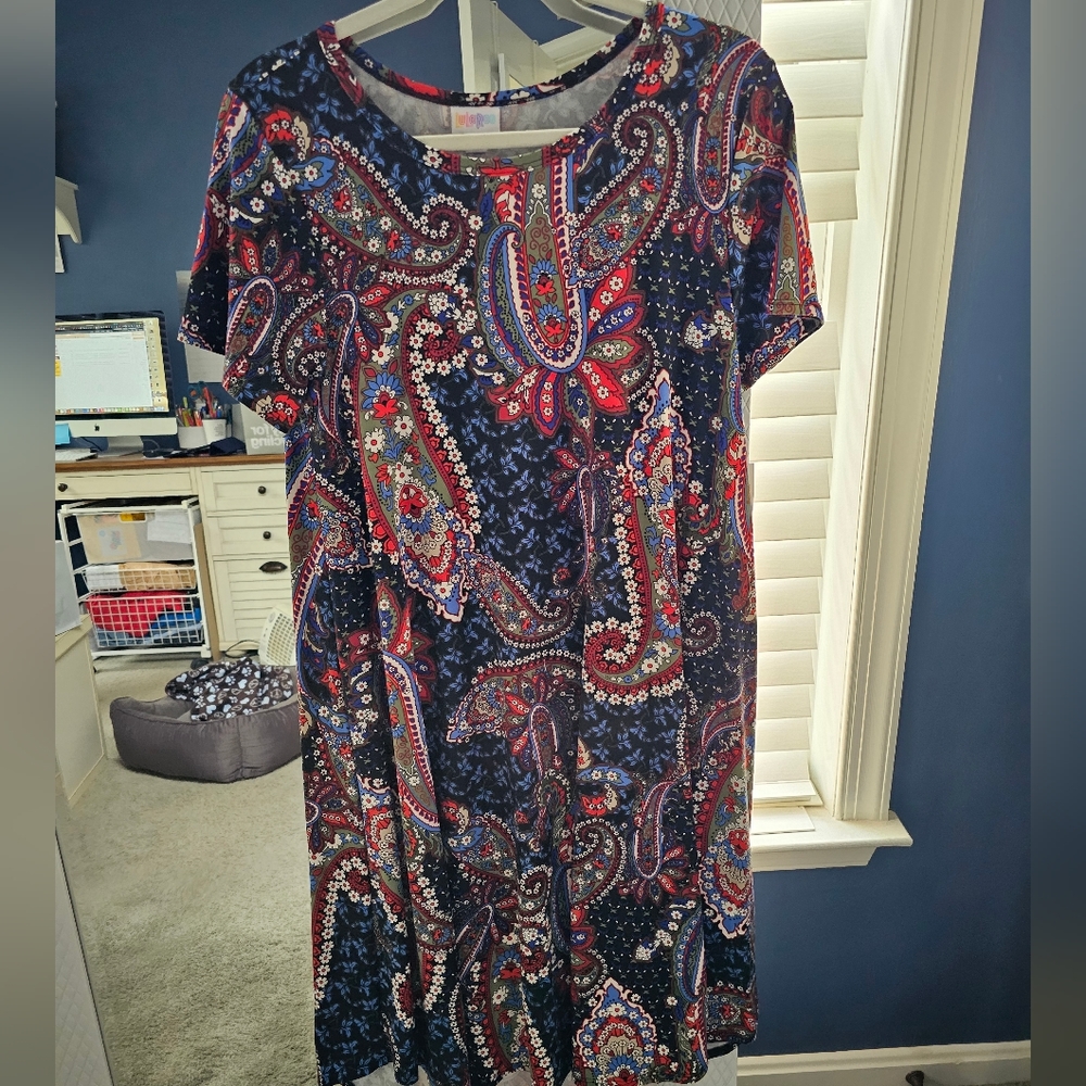 NWT LuLaRoe super soft legging material, paisley print Carly dress size S.